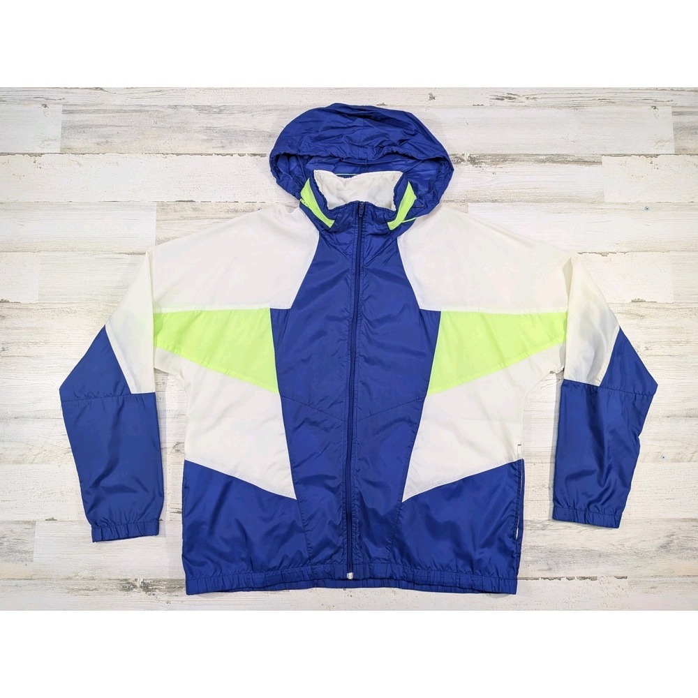 Vintage 90s Nike Track Jacket Mens XL Baggy Parachute Neon Colorblock Hooded